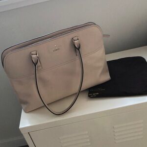 Light tan Kate Spade large tote with padded laptop case